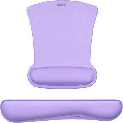 MOSISO Light‑Purple Ergonomic Memory‑Foam Keyboard & Mouse Wrist Rest Set, Non‑Slip Wrist Support Pads for Office Gaming Home Workspace