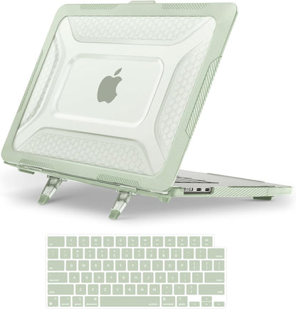 MOSISO 2 in 1 Honeycomb Shockproof TPU Bumper Hard Case Compatible with MacBook Air 15 Inch M5-M2 Heavy Duty With Fold Kickstand & Keyboard Cover
