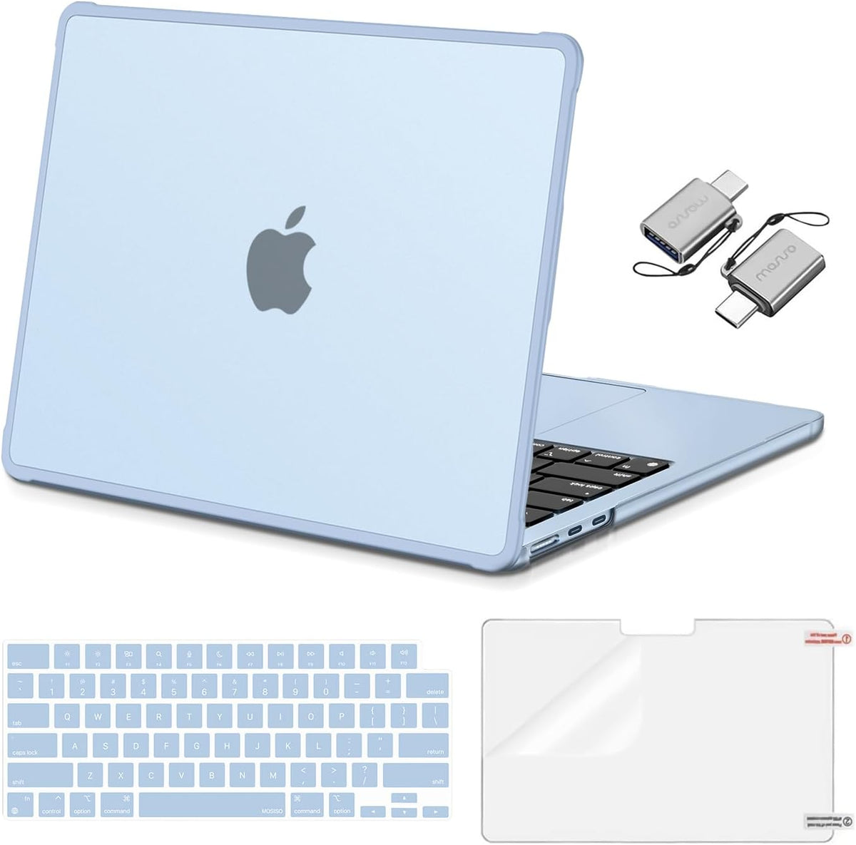 MOSISO Compatible with MacBook Air 13 inch Case M5 M4 M3 M2 2026-2022 A3449 A3240 A3113 A2681,Protective Hard Case&Keyboard Skin&Screen Film&Type C with TPU Bumper for MacBook Air 13.6, Pink mysite