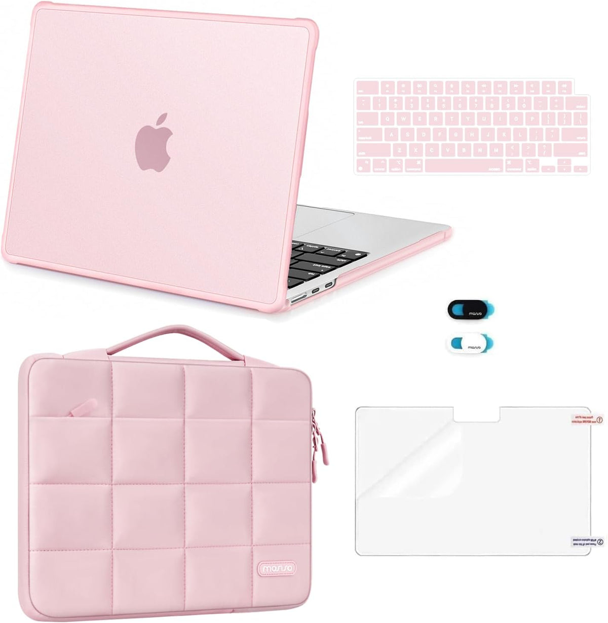 MOSISO 5‑In‑1 Protective Kit for MacBook Air 13‑Inch M2‑M5(A2681/A3113/A3240/A3449),Hard‑Shell,Keyboard‑Covers,Screen‑Film & Webcam‑Cover