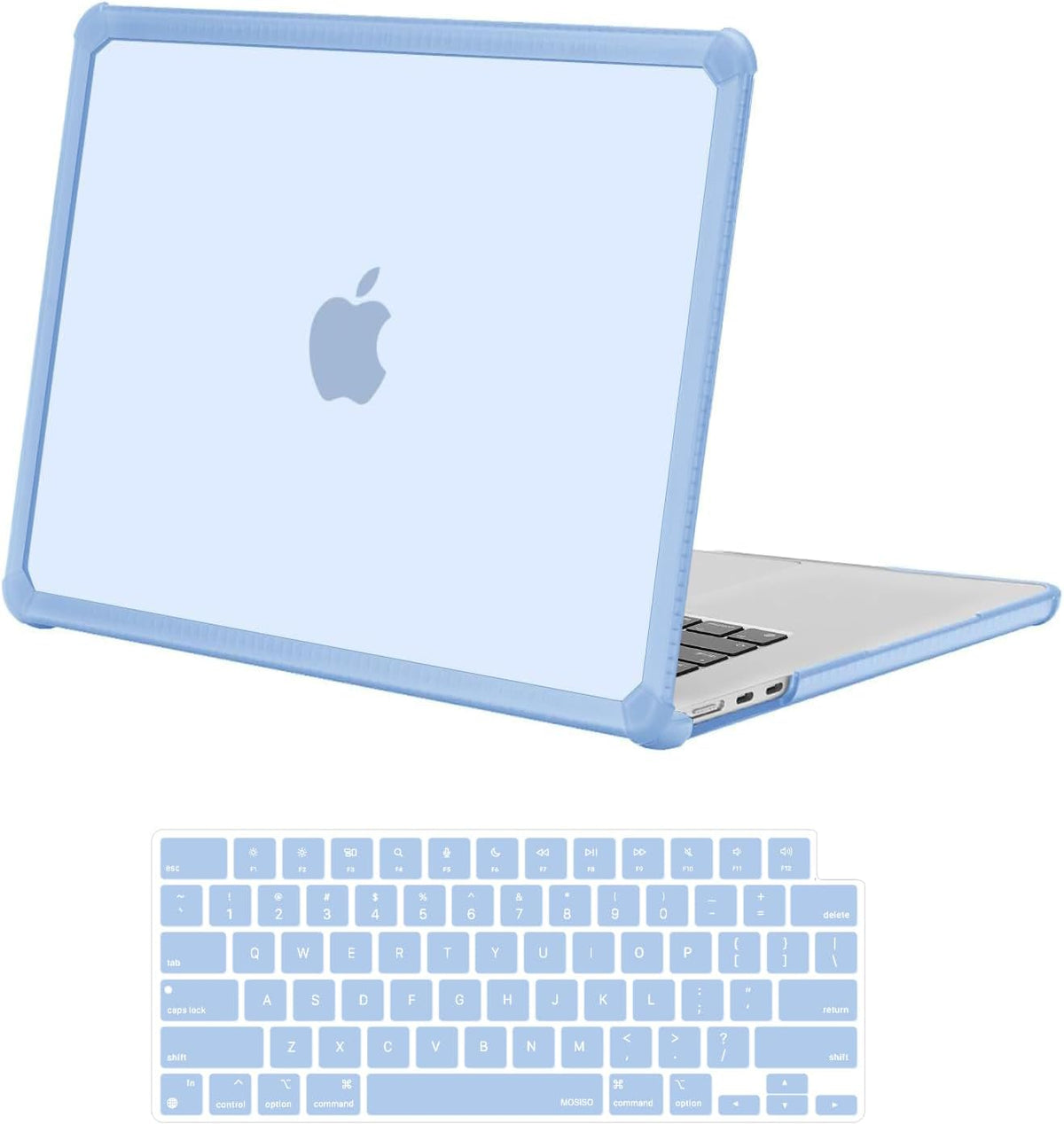 MOSISO Shock-Absorbing Hard Case Compatible with MacBook Air 15 inch M5-M2 2026-2023 A3448 A3241 A3114 A2941,Anti-Cracking Heavy Duty Hard Shell with TPU Bumper&Keyboard Cover