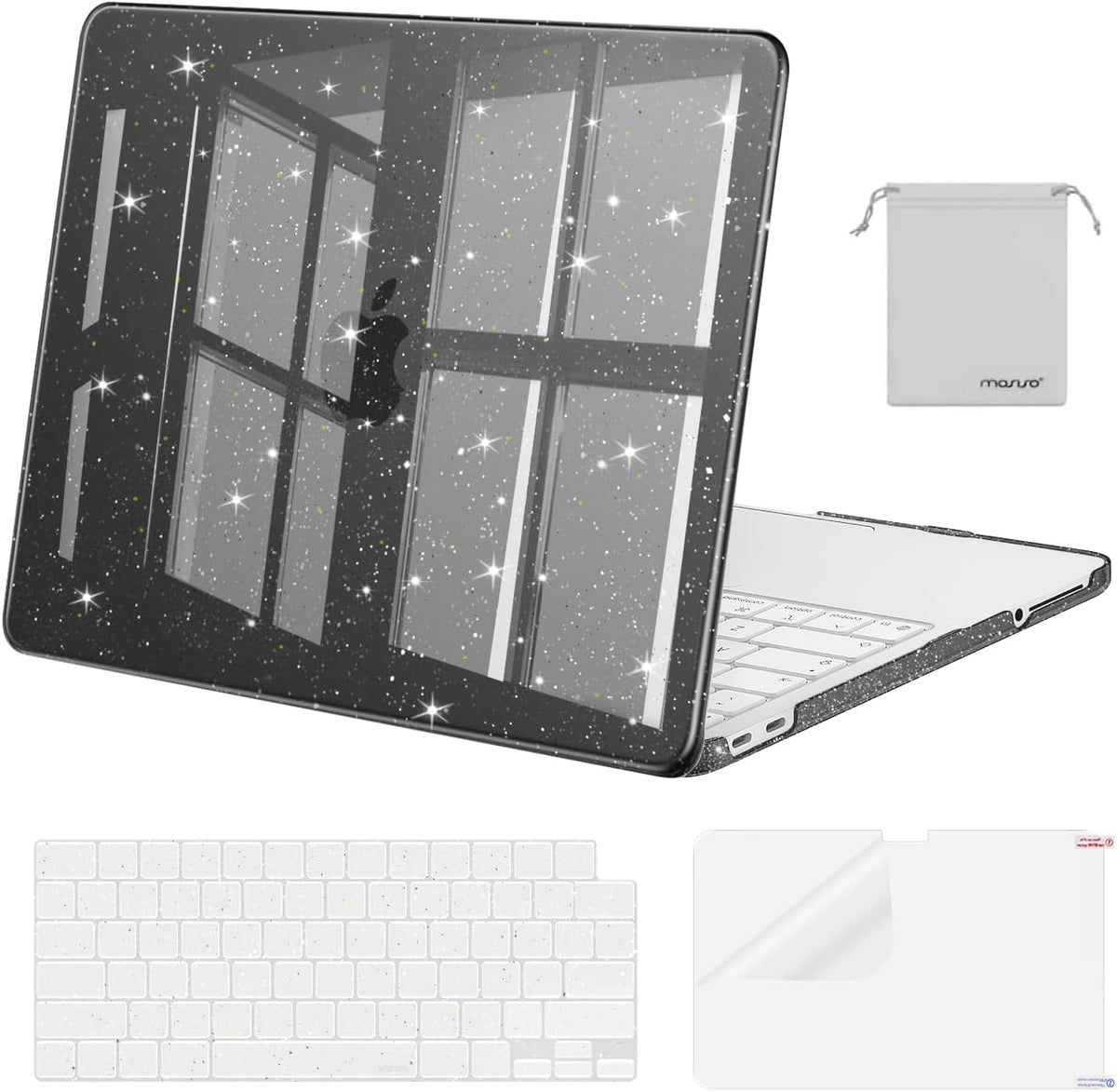 MOSISO Sparkly Glitter Case Compatible with MacBook Neo Case 13 inch 2026 | Model A3404 with A18 Pro Chip, Crack‑Resistant Protective Hard Shell Case&Keyboard Cover&ScreenFilm&Pouch