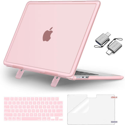 MOSISO 4‑in‑1 Matte Hard‑Shell Kit for MacBook Air 15‑Inch, Foldable Kickstand, Includes Shell, Keyboard Cover, Screen Film & USB‑C Adapters