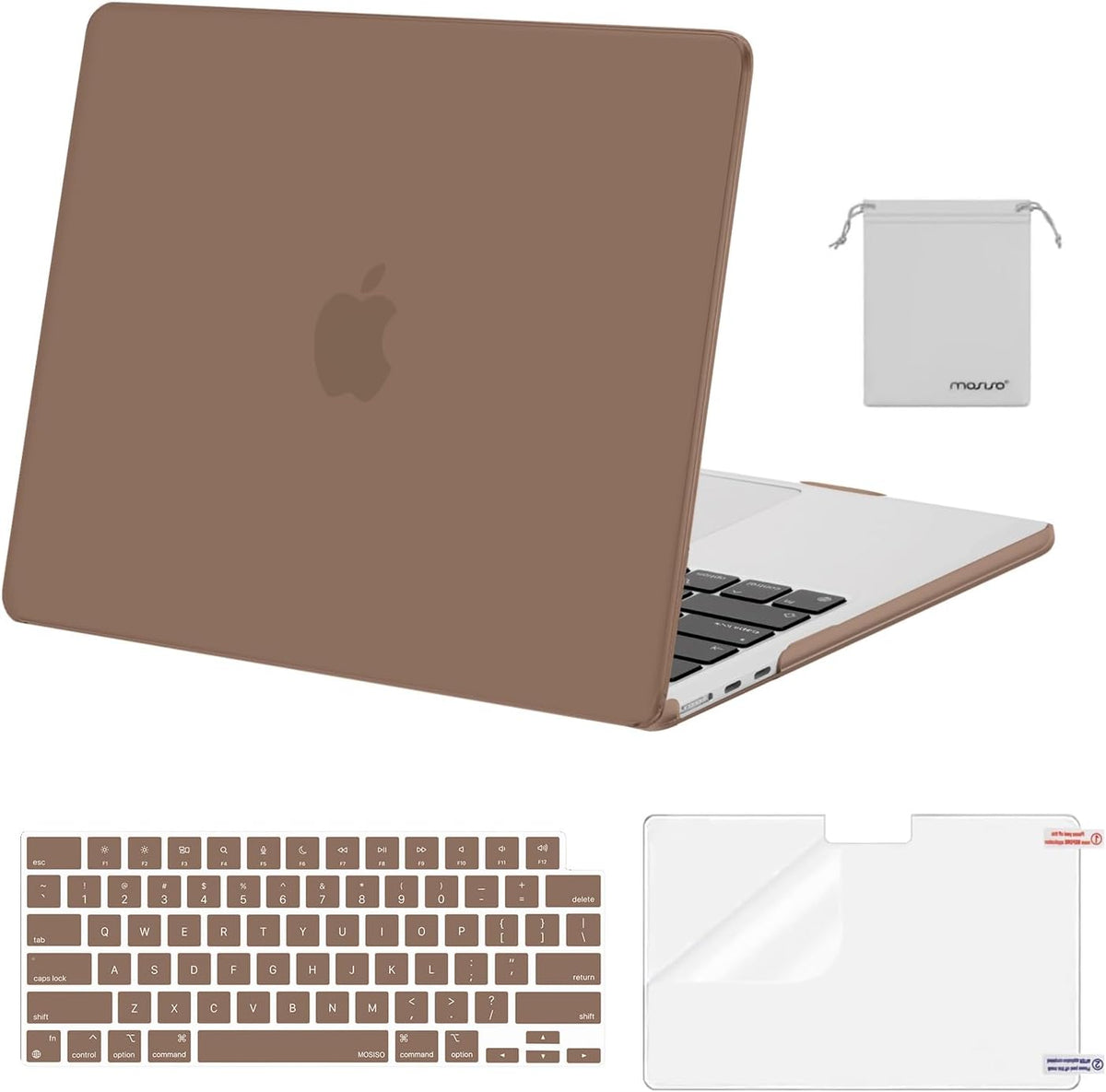 MOSISO Compatible with MacBook Air 13 inch Case M2-M5 2022-2026 A3449 A3240 A3113 A2681, 4 in 1 Protective Kit: Hard Shell, Keyboard Cover, Screen Film & Storage Pouch