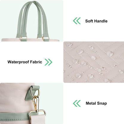 MOSISO Puffy Ultra‑Light Women Work Laptop Tote Bag, 15‑16‑Inch, built-in keyring, side pocket & rear trolley sleeve.