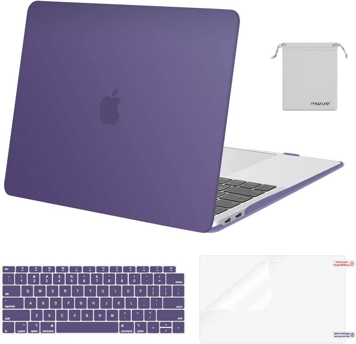 MOSISO Compatible with MacBook Air 13 inch Case M1 2018-2021 A2337 A2179 A1932, Protective Hard Shell & Keyboard Cover & Screen Film & Pouch