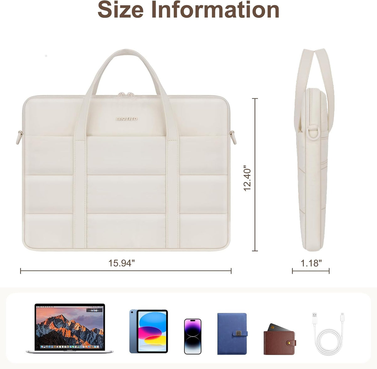 MOSISO 360‑Edge Reinforced Ultra‑Light Laptop Bag,15‑16‑Inch,Dual‑Pockets,Removable‑Strap & Rear Trolley‑Sleeve