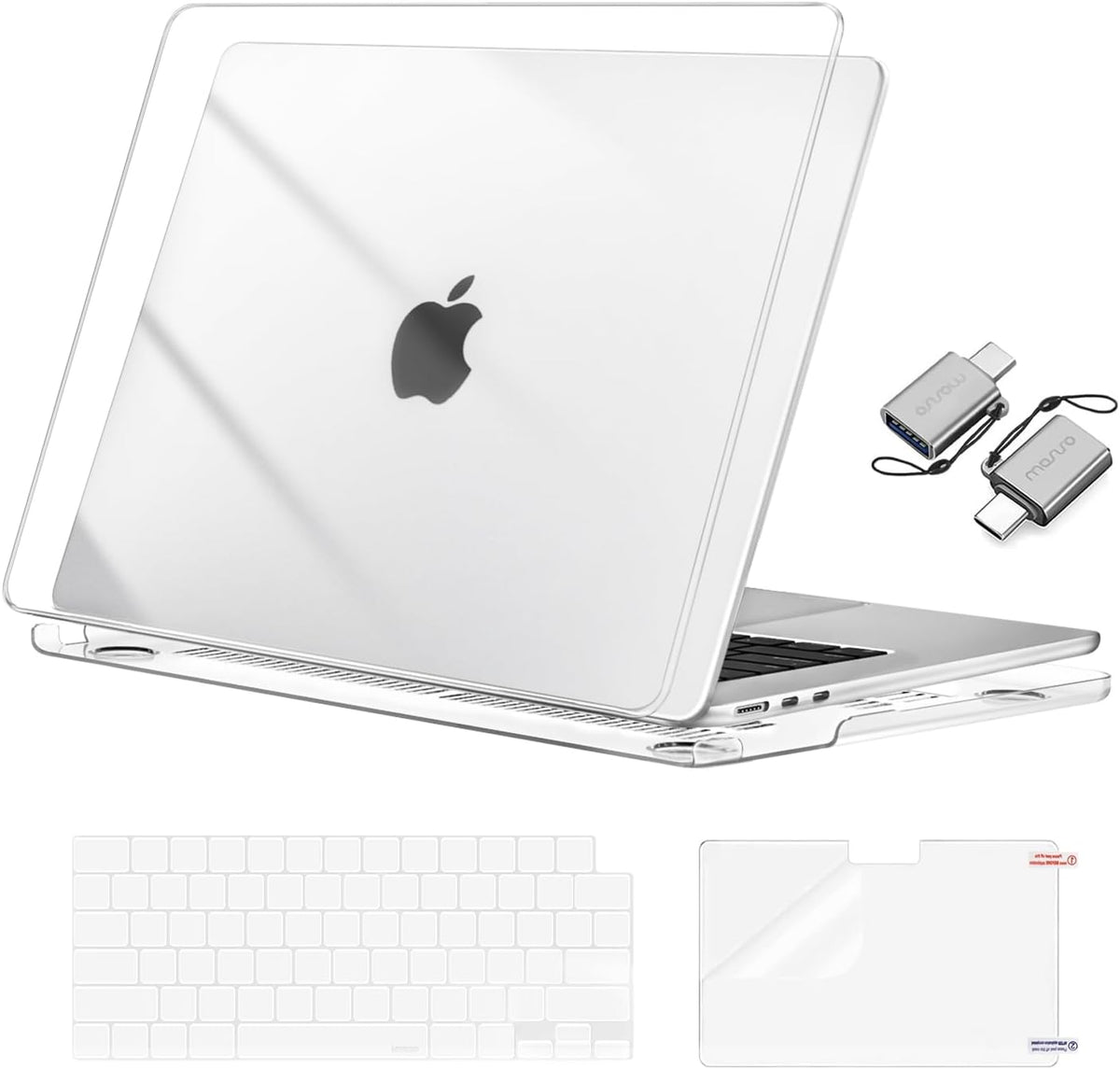 MOSISO Compatible with MacBook Air 15 inch Case M5-M2 2026-2023 A3448 A3241 A3114 A2941, Hard Shell&Keyboard Cover&Screen Film&Type C, Great for Study Travel Work