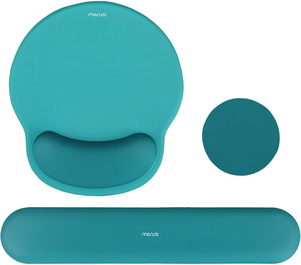 MOSISO Wrist Rest Support for Mouse Pad&Keyboard Set, Circle Curved Ergonomic Mousepad&Coaster Non-Slip Base Home/Office Pain Relief&Easy Typing Pad with Soft Cloth&Silicone Lining