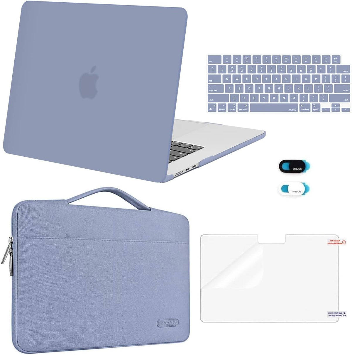 MOSISO Compatible with MacBook Air 13 inch Case M2-M5 2022-2026 A3449 A3240 A3113 A2681, Hard Shell, Sleeve Bag, Keyboard Skin, Webcam Cover & Screen Film
