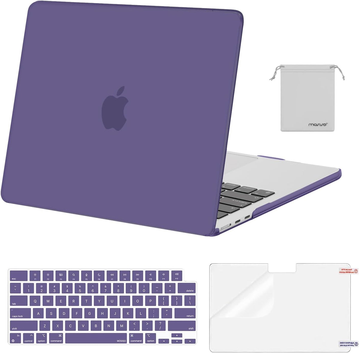 MOSISO Compatible with MacBook Air 13 inch Case M2-M5 2022-2026 A3449 A3240 A3113 A2681, 4 in 1 Protective Kit: Hard Shell, Keyboard Cover, Screen Film & Storage Pouch