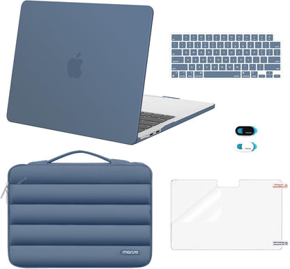 MOSISO Compatible with MacBook Air 13 inch Case M2-M5 2022-2026 A3449 A3240 A3113 A2681, 5 in 1 Protective Kit: Hard Case, Puffy Bag, Keyboard Cover, Webcam Cover & Screen Film