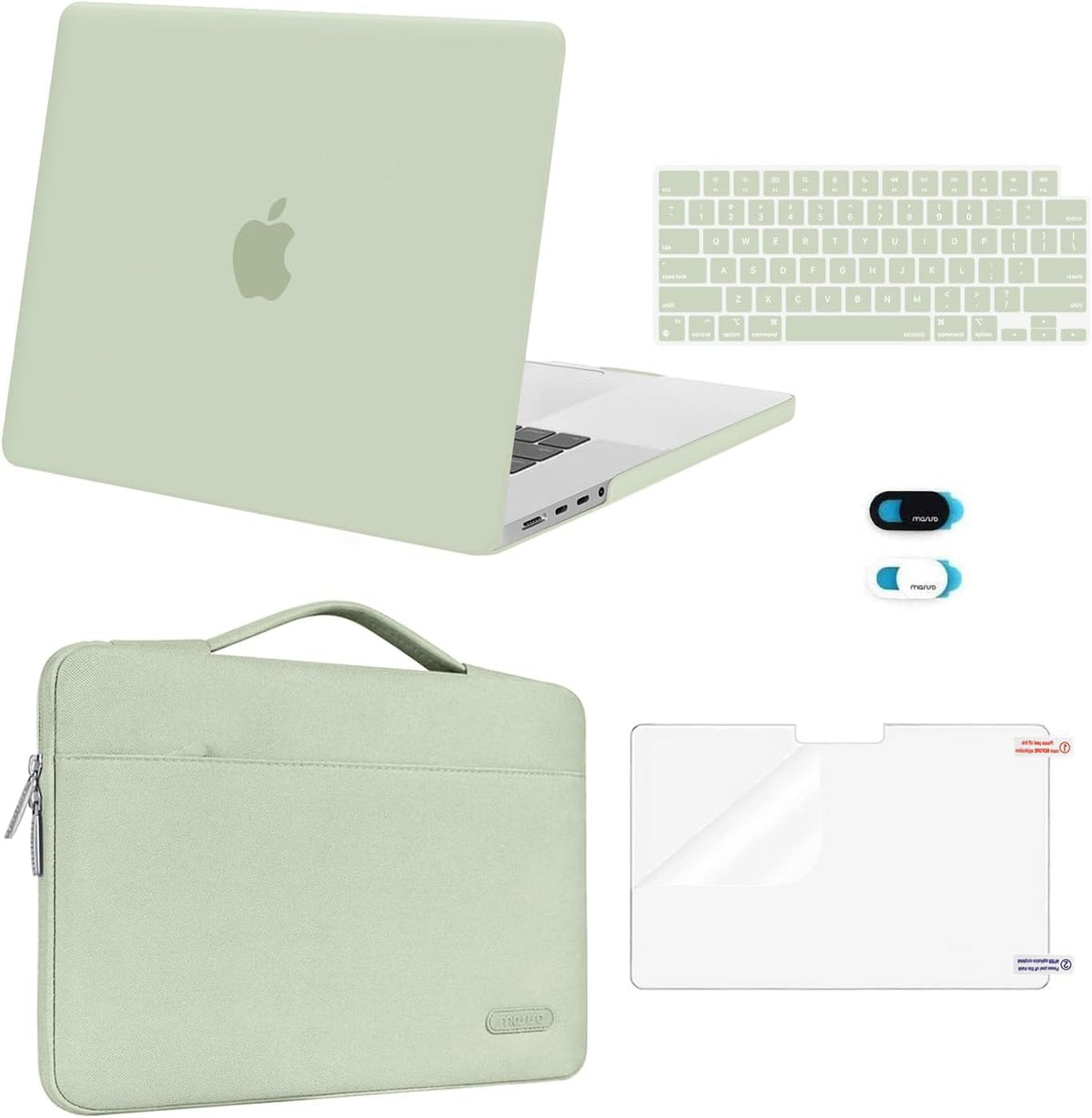 MOSISO 5‑in‑1 Hard‑Shell & Carry‑Sleeve Kit for MacBook Pro 16(A3429‑A2485), Keyboard‑Cover, Screen‑Film & Webcam‑Cover