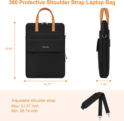 MOSISO Men’s 360‑Edge Reinforced Vertical Laptop Messenger Bag, 13‑14‑Inch, Multi‑Pockets, Removable‑Strap & Rear Trolley‑Sleeve