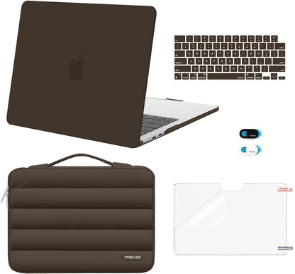 MOSISO Compatible with MacBook Air 13 inch Case M2-M5 2022-2026 A3449 A3240 A3113 A2681, 5 in 1 Protective Kit: Hard Case, Puffy Bag, Keyboard Cover, Webcam Cover & Screen Film