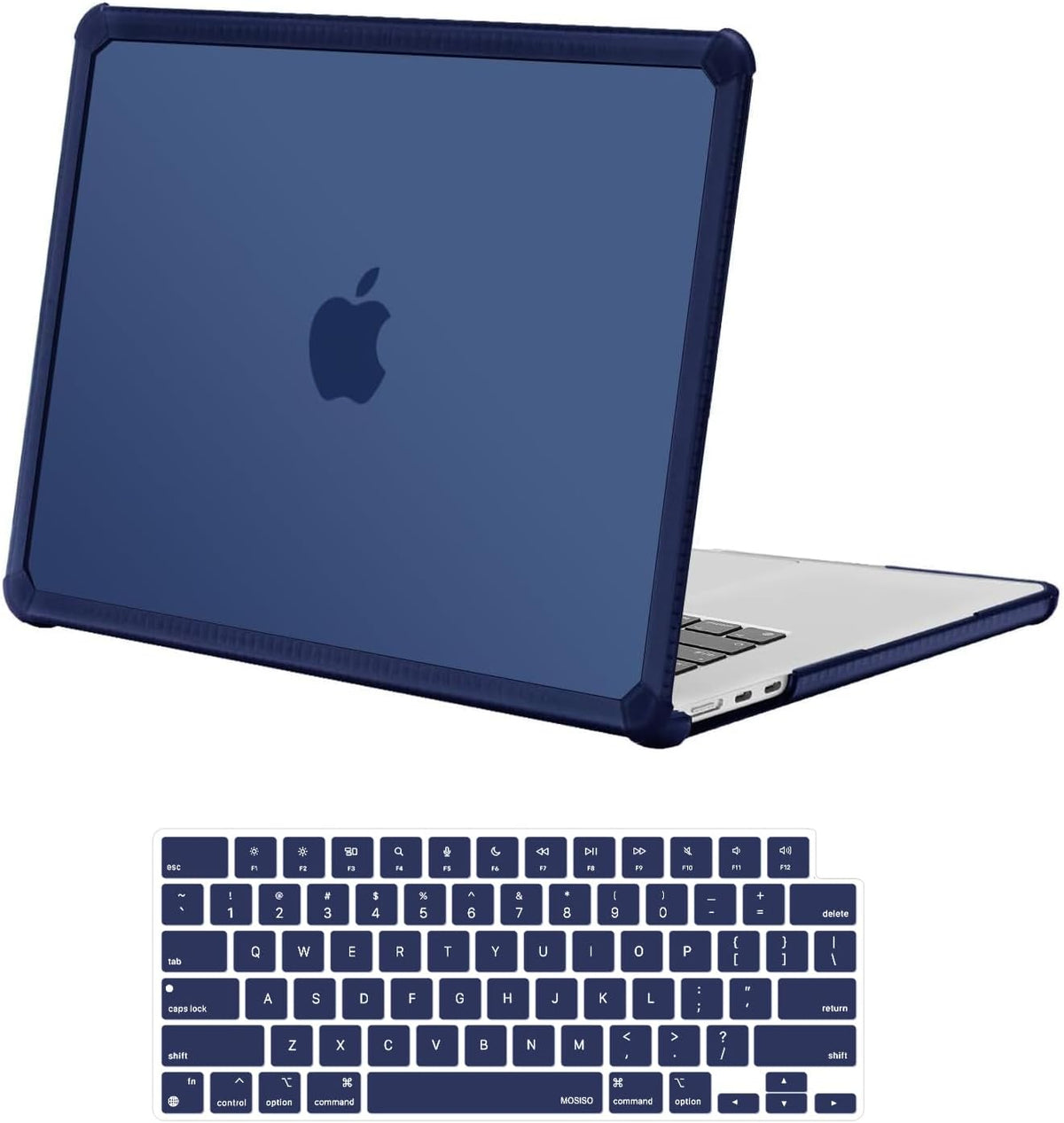 MOSISO Shock-Absorbing Hard Case Compatible with MacBook Air 15 inch M5-M2 2026-2023 A3448 A3241 A3114 A2941,Anti-Cracking Heavy Duty Hard Shell with TPU Bumper&Keyboard Cover