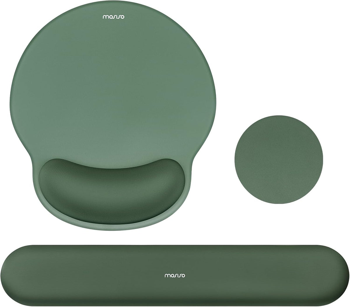 MOSISO Wrist Rest Support for Mouse Pad&Keyboard Set, Circle Curved Ergonomic Mousepad&Coaster Non-Slip Base Home/Office Pain Relief&Easy Typing Pad with Soft Cloth&Silicone Lining