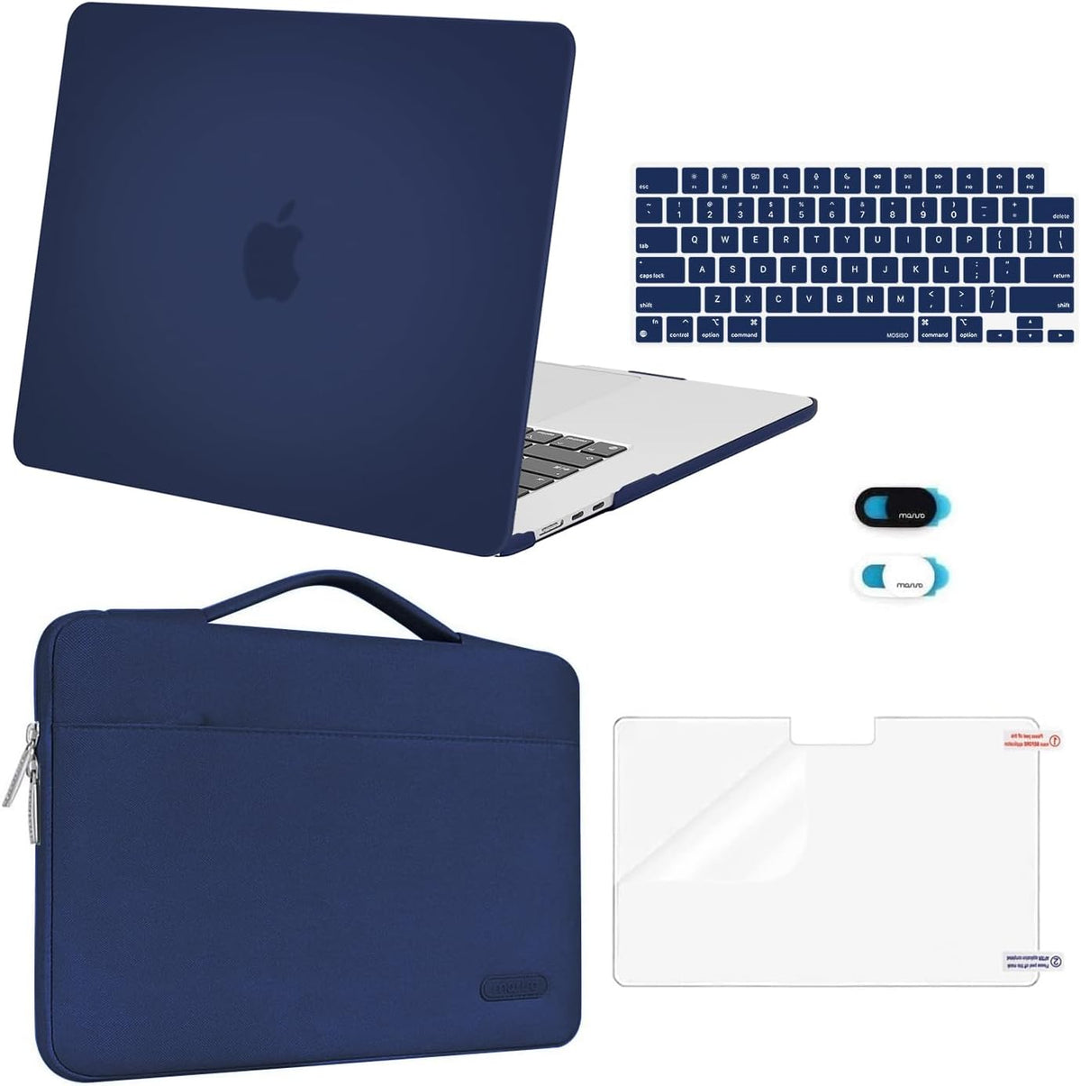 MOSISO Compatible with MacBook Air 13 inch Case M2-M5 2022-2026 A3449 A3240 A3113 A2681, Hard Shell, Sleeve Bag, Keyboard Skin, Webcam Cover & Screen Film