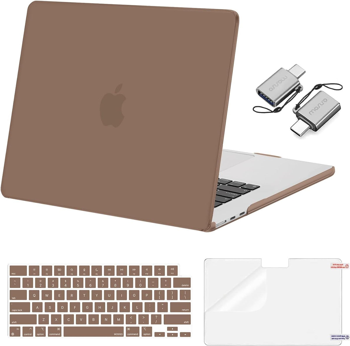 MOSISO Compatible with MacBook Air 15 inch Case M5-M2 2026-2023 A3448 A3241 A3114 A2941, Hard Shell&Keyboard Cover&Screen Film&Type C, Great for Study Travel Work