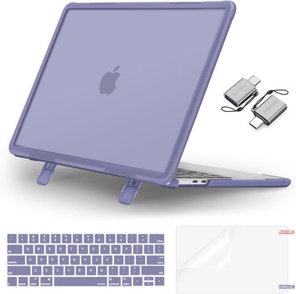 MOSISO Compatible with MacBook Pro 13 inch Case M2/M1 Heavy Duty Plastic Hard Case with Kickstand&Keyboard Skin&Screen Film&Type C