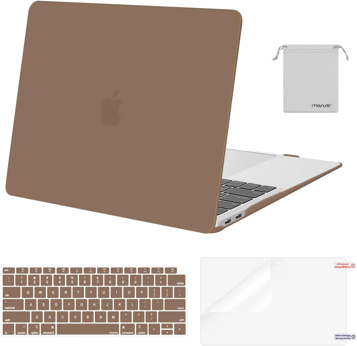 MOSISO Compatible with MacBook Air 13 inch Case M1 2018-2021 A2337 A2179 A1932, Protective Hard Shell & Keyboard Cover & Screen Film & Pouch