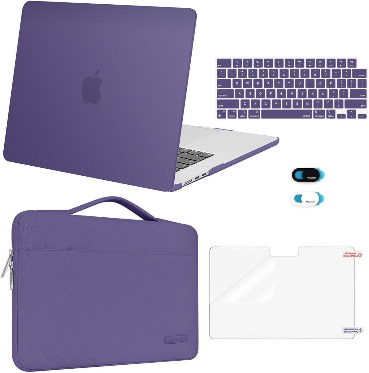 MOSISO Compatible with MacBook Air 13 inch Case M2-M5 2022-2026 A3449 A3240 A3113 A2681, Hard Shell, Sleeve Bag, Keyboard Skin, Webcam Cover & Screen Film