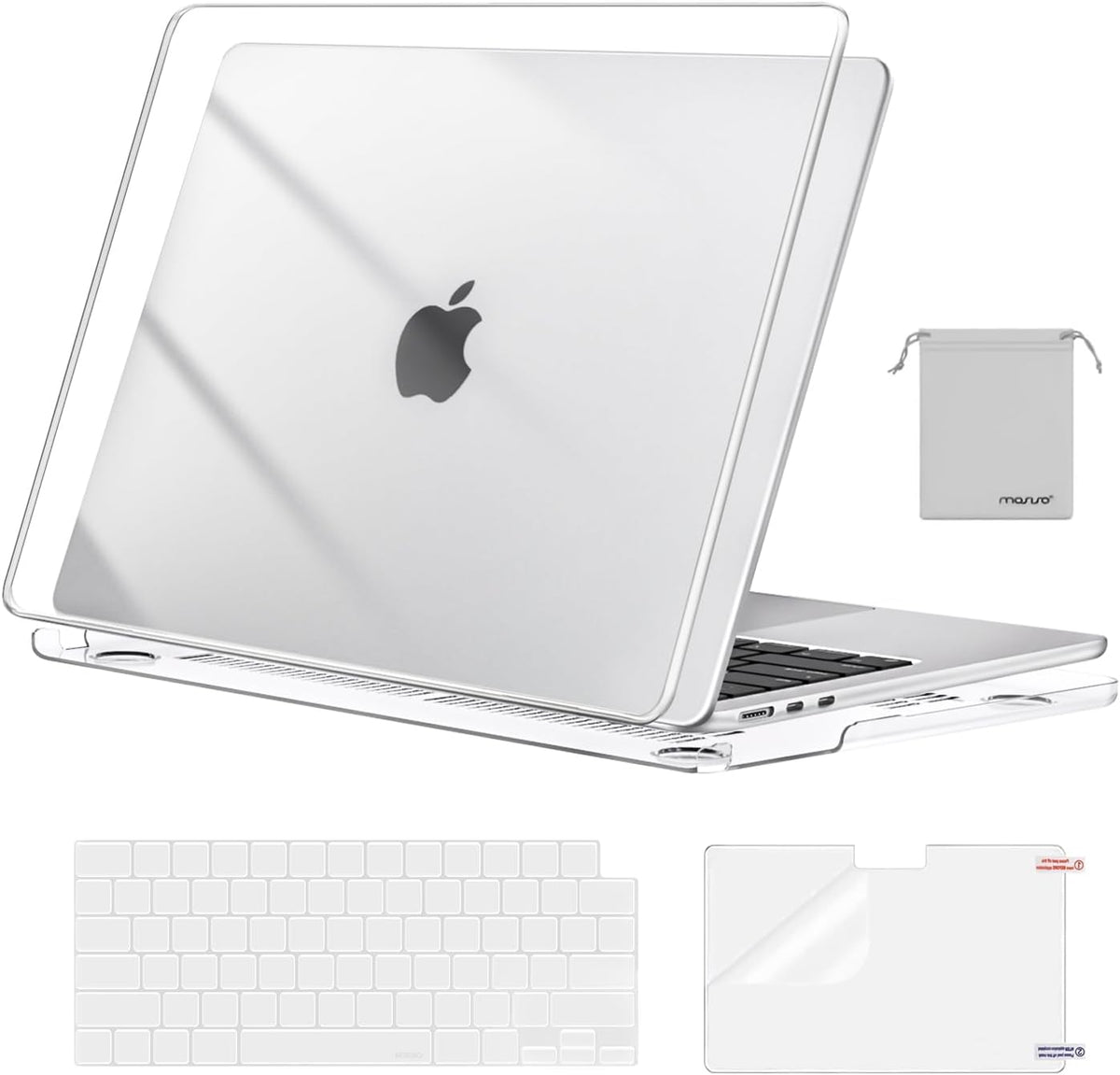MOSISO Compatible with MacBook Air 13 inch Case M2-M5 2022-2026 A3449 A3240 A3113 A2681, 4 in 1 Protective Kit: Hard Shell, Keyboard Cover, Screen Film & Storage Pouch