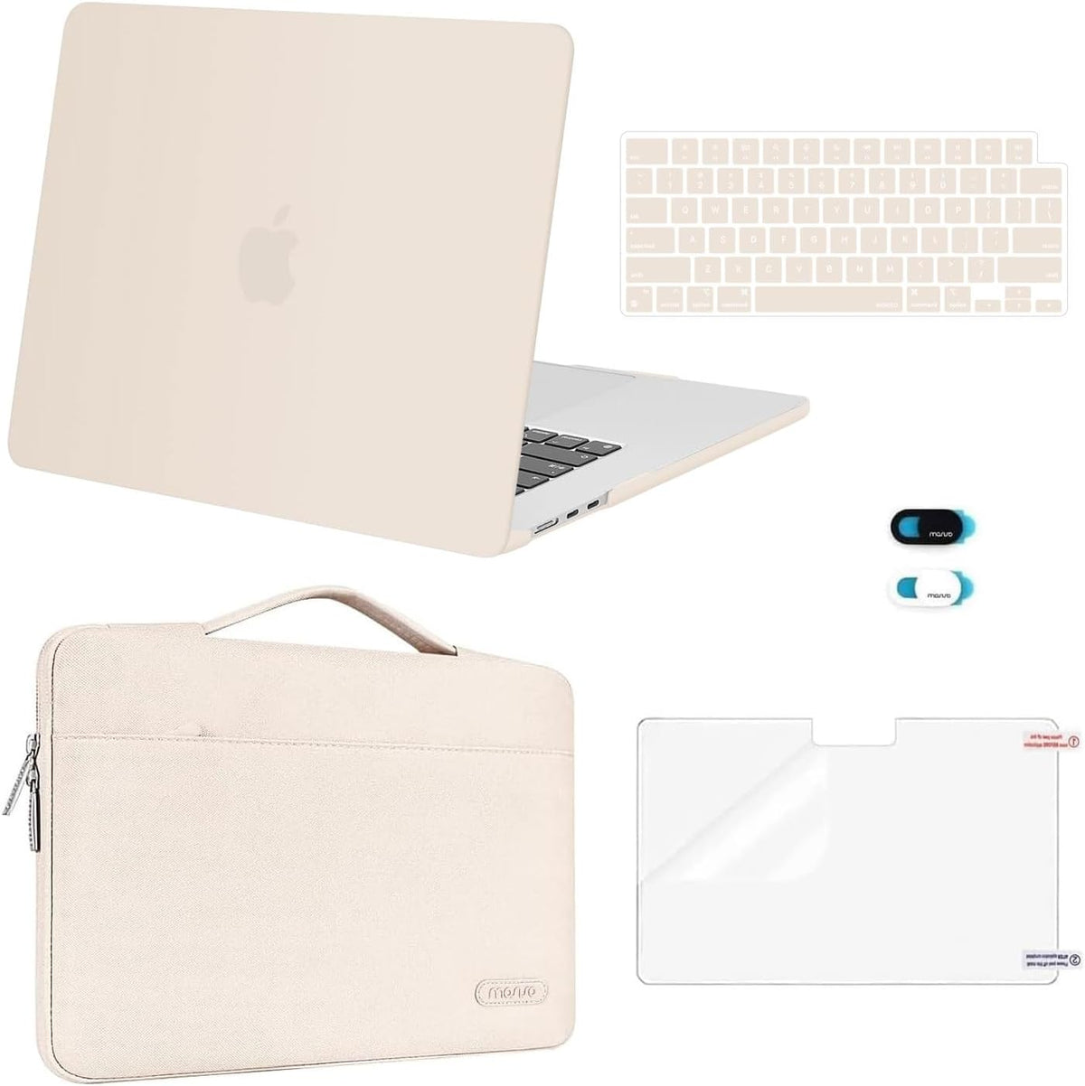 MOSISO Compatible with MacBook Air 13 inch Case M2-M5 2022-2026 A3449 A3240 A3113 A2681, Hard Shell, Sleeve Bag, Keyboard Skin, Webcam Cover & Screen Film
