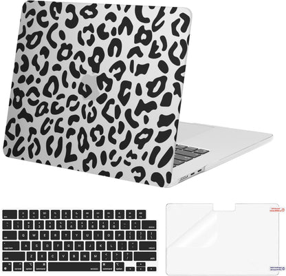 MOSISO 3in1 Leopard Grain Hard Shell Case for MacBook Air 15 M5-M2 2023-2026 A3448/A3241 w/ Touch ID Keyboard & Screen Protector
