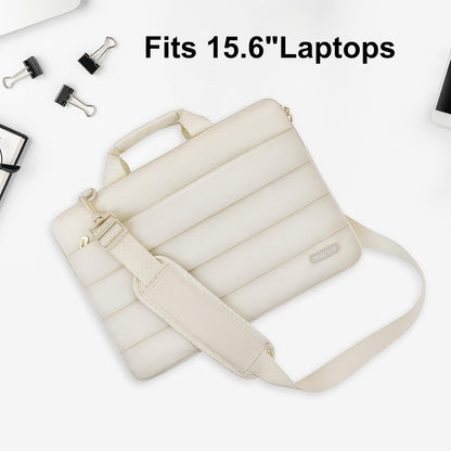 MOSISO Women Quilted Puffy Polyester 15-16 Inch Lightweight Laptop Shoulder Bag, Front Horizontal Zipper Pocket & Removable Adjustable Shoulder Strap