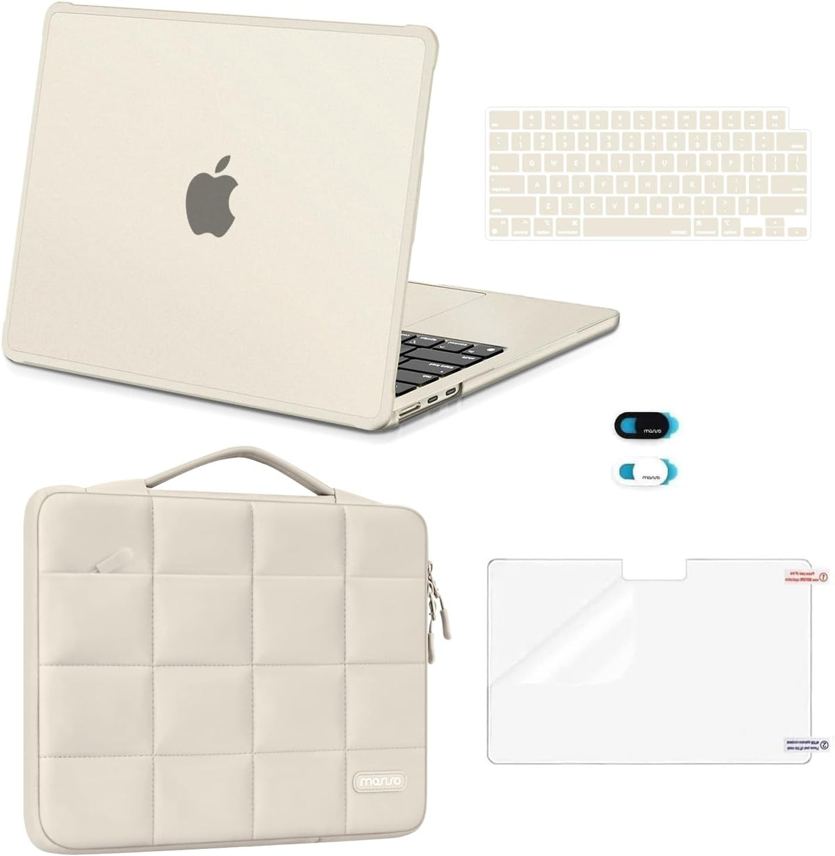 MOSISO 5‑In‑1 Protective Kit for MacBook Air 13‑Inch M2‑M5(A2681/A3113/A3240/A3449),Hard‑Shell,Keyboard‑Covers,Screen‑Film & Webcam‑Cover