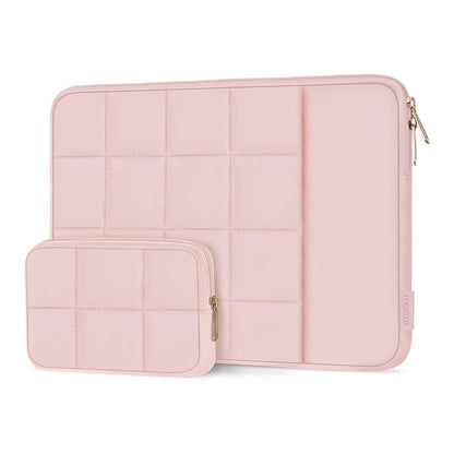 MOSISO Twelve Square Quilted Puffy Laptop Sleeve with Vertical Front Pocket & Matching Accessory Pouch, Fits 13–16 Inch MacBook HP Dell ASUS Notebook