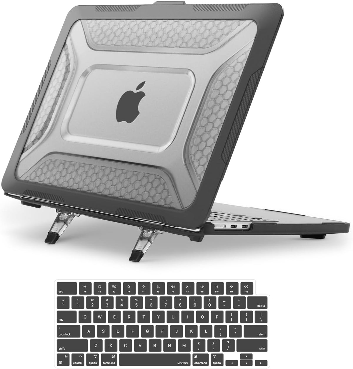 MOSISO Honeycomb Kickstand 2-in-1 Hard Case for MacBook Air 13.6 Inch — A3449/A3240/A3113/A2681, Shock-Absorbing TPU Bumper & Foldable Stand