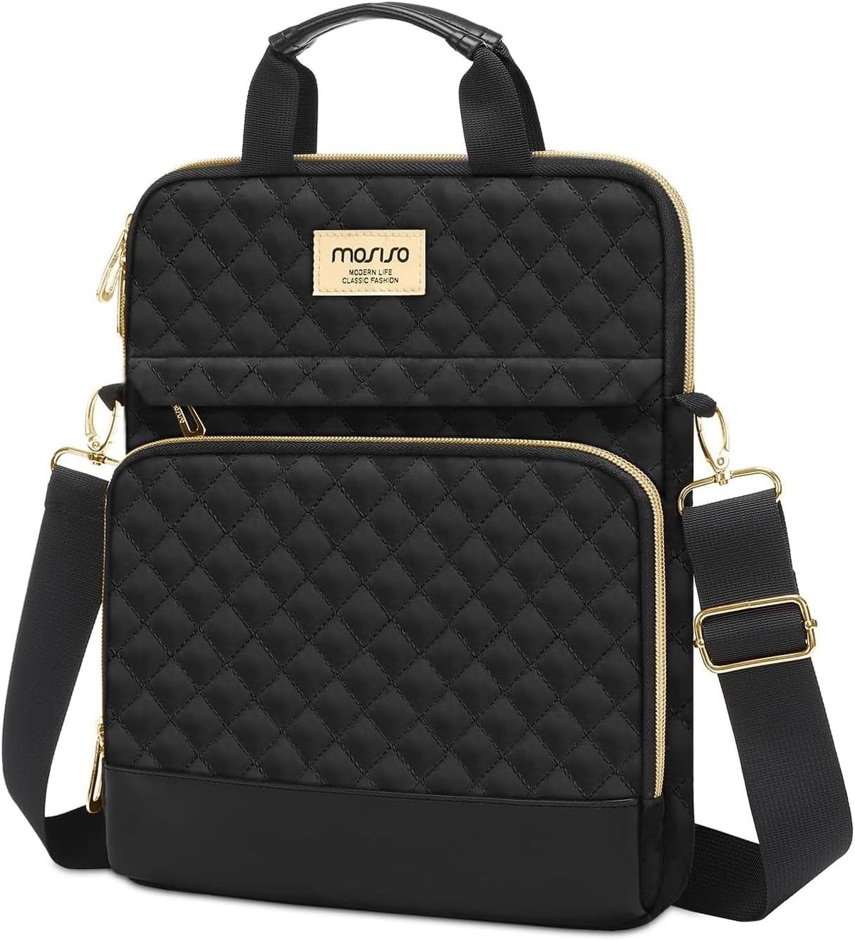 MOSISO Diamond‑Quilted Crossbody Tablet Bag,11‑Inch &12.9‑13‑Inch, Dual‑Front‑Pockets with Detachable Shoulder‑Strap