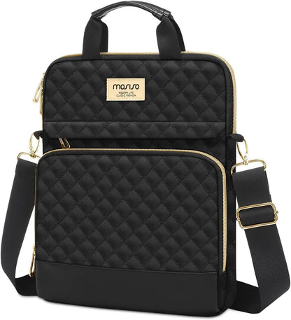 MOSISO Diamond‑Quilted Crossbody Tablet Bag,11‑Inch &12.9‑13‑Inch, Dual‑Front‑Pockets with Detachable Shoulder‑Strap