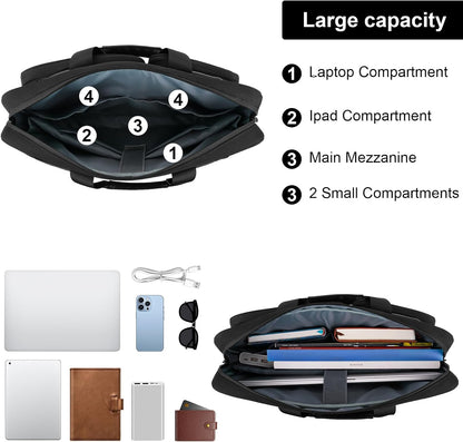 MOSISO Unisex Padded Laptop Shoulder Messenger Bag, 15-16 Inch, Multi Zipper Pockets, Removable Strap & Rear Trolley Sleeve