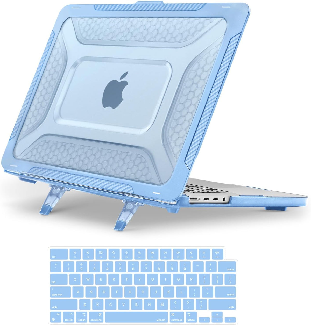 MOSISO 2 in 1 Honeycomb Hard Case Compatible with MacBook Pro 16 Inch M5-M1 Shockproof TPU Bumper Cover With Foldable Kickstand