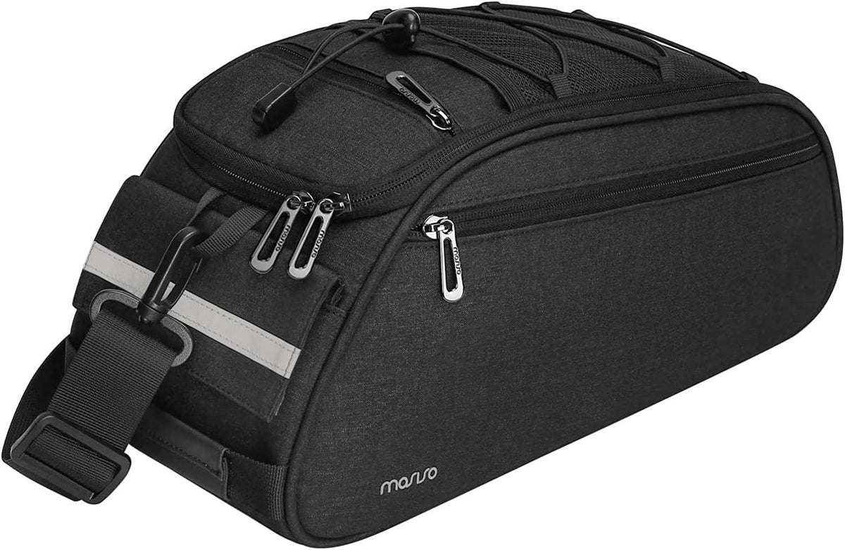 MOSISO 12L Waterproof Bike Rear Rack Bag, Pannier with Reflective Strip, Multi-Pocket Saddle Shoulder Bag for Commute Bike Tour