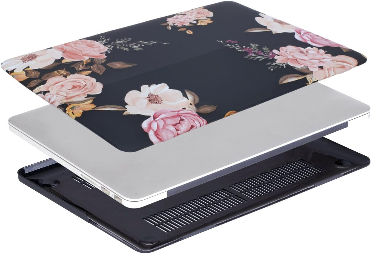 MOSISO Compatible with MacBook Pro 15 inch Case with Retina Display (Model: A1398, Older Version, 2015 - end 2012 Release), Plastic Peony Hard Shell Case & Keyboard Cover & Screen Protector