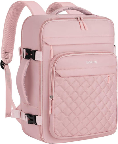MOSISO 30L Rhombus‑Quilted Flight‑Approved Travel Laptop Backpack for Men Women, Anti‑Theft with USB Charging Port, Luggage Strap & Bonus Packing Cube