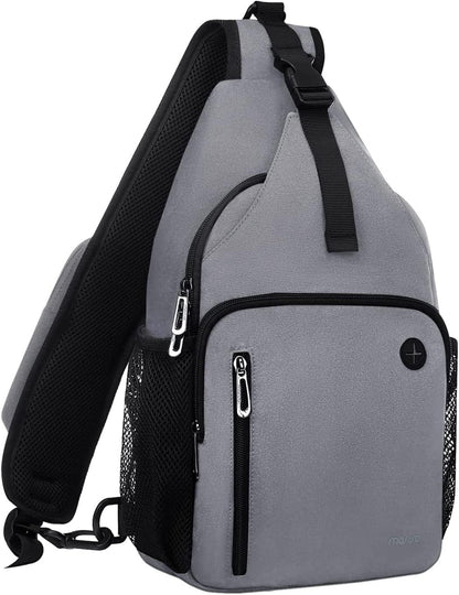 MOSISO Water-Resistant Sling Backpack with USB Charging Port & Anti-Theft Pocket — Crossbody Chest Daypack Fits 11 Inch Tablet for Hiking & Commute