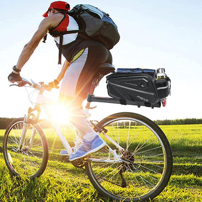 MOSISO 14L Waterproof Bike Rear Rack Bag, Shockproof Saddle Pouch with Bottle Pocket, Reflective Strip & Detachable Shoulder Strap for Commute