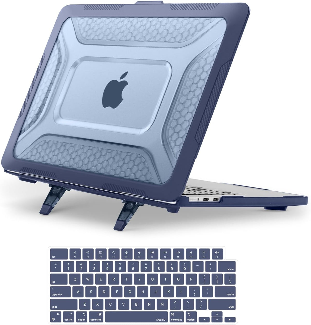 MOSISO Honeycomb Kickstand 2-in-1 Hard Case for MacBook Air 13.6 Inch — A3449/A3240/A3113/A2681, Shock-Absorbing TPU Bumper & Foldable Stand