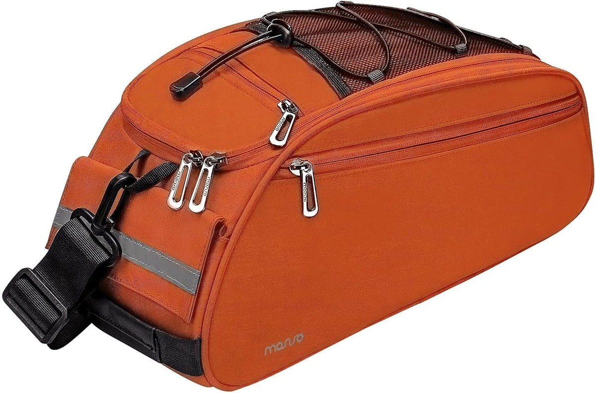 MOSISO 12L Waterproof Bike Rear Rack Bag, Pannier with Reflective Strip, Multi-Pocket Saddle Shoulder Bag for Commute Bike Tour