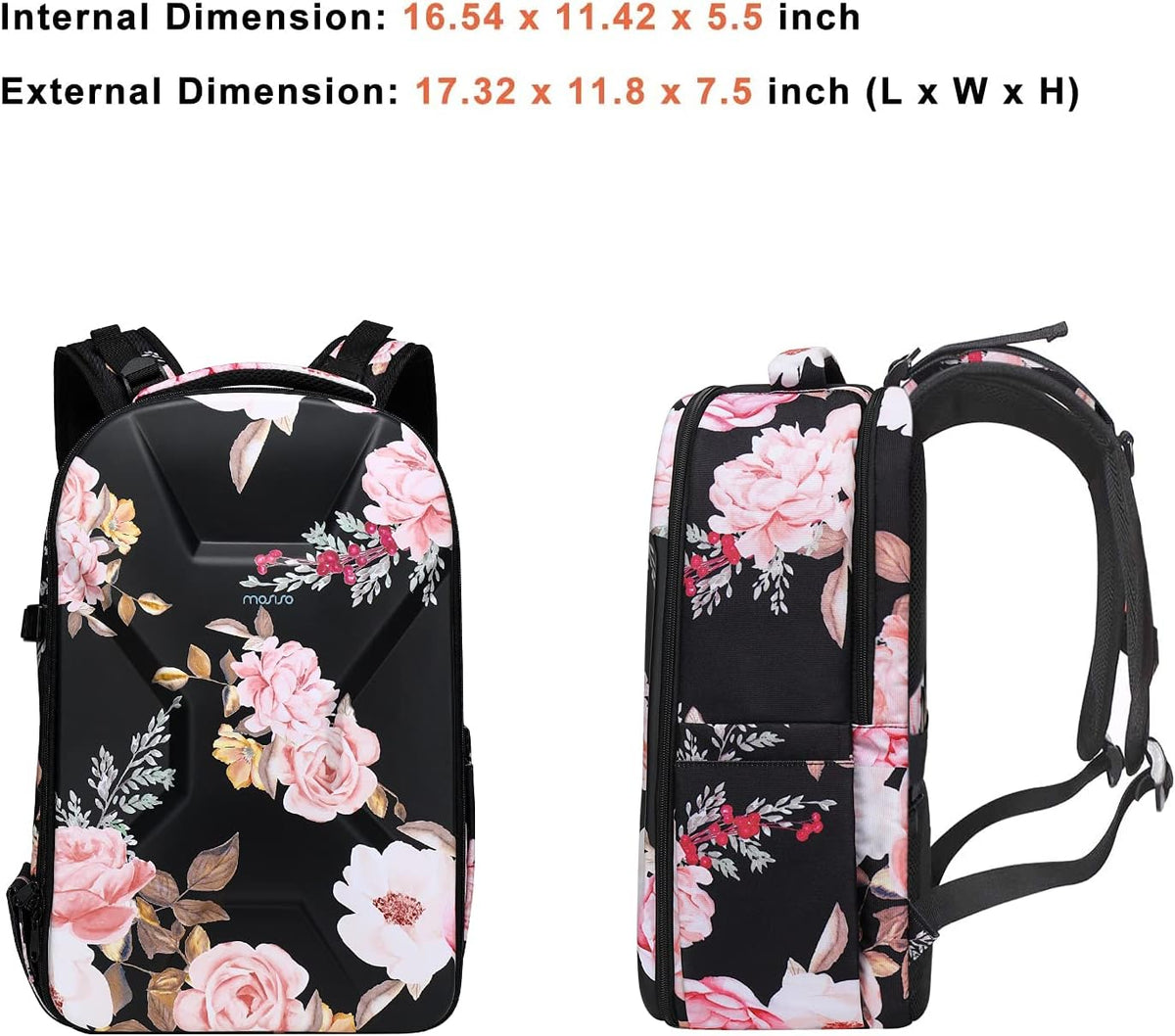 MOSISO Camera Backpack, DSLR/SLR/Mirrorless Photography Camera Bag Peony Waterproof Hardshell Case with Tripod Holder & Laptop Compartment Compatible with Canon/Nikon/Sony/DJI Mavic Drone, Black mysite