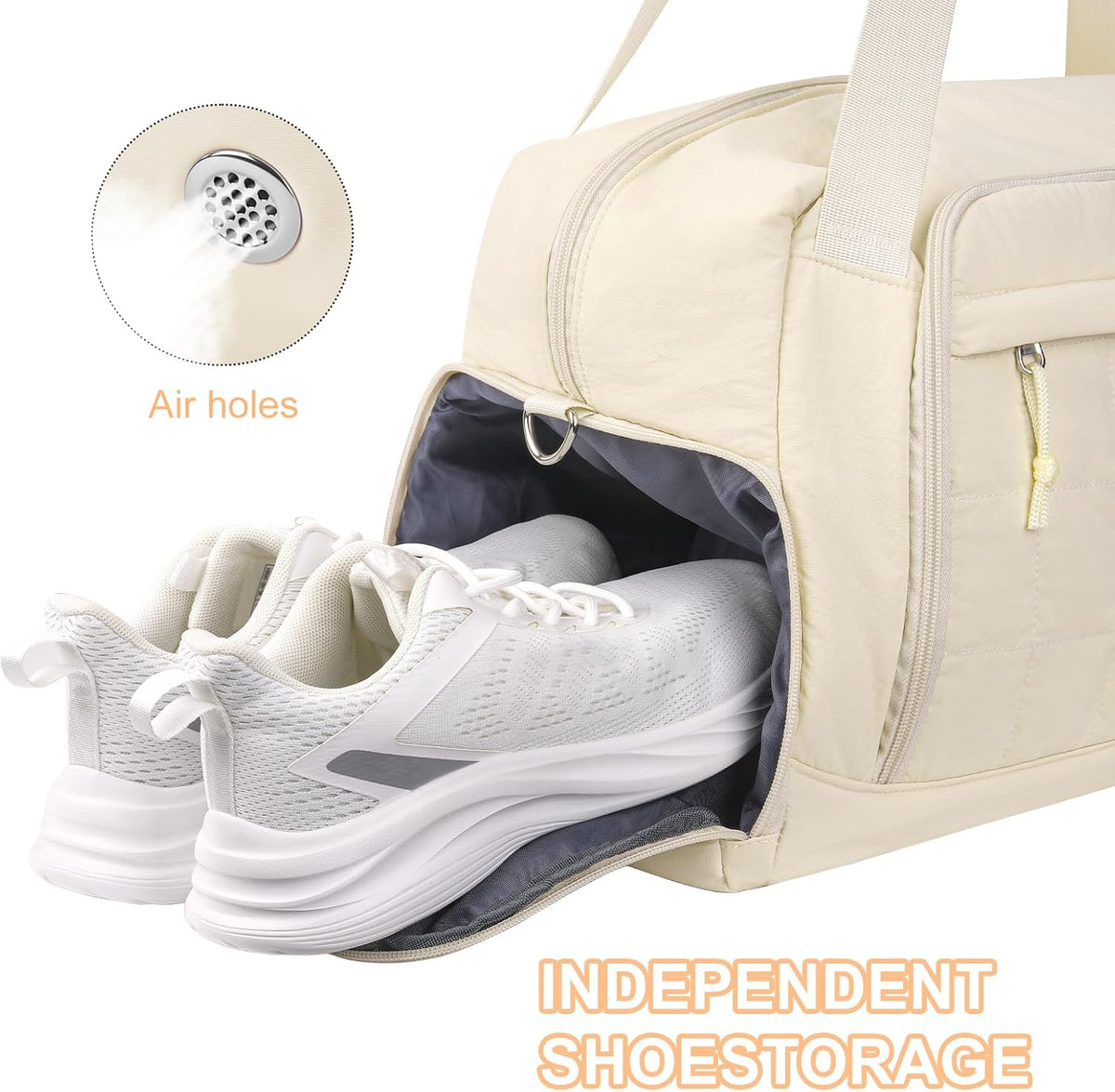 MOSISO Women Gym Duffle Weekender Overnight Bag, Quilted Design with Shoe‑Compartment & Built‑In Trolley Sleeve