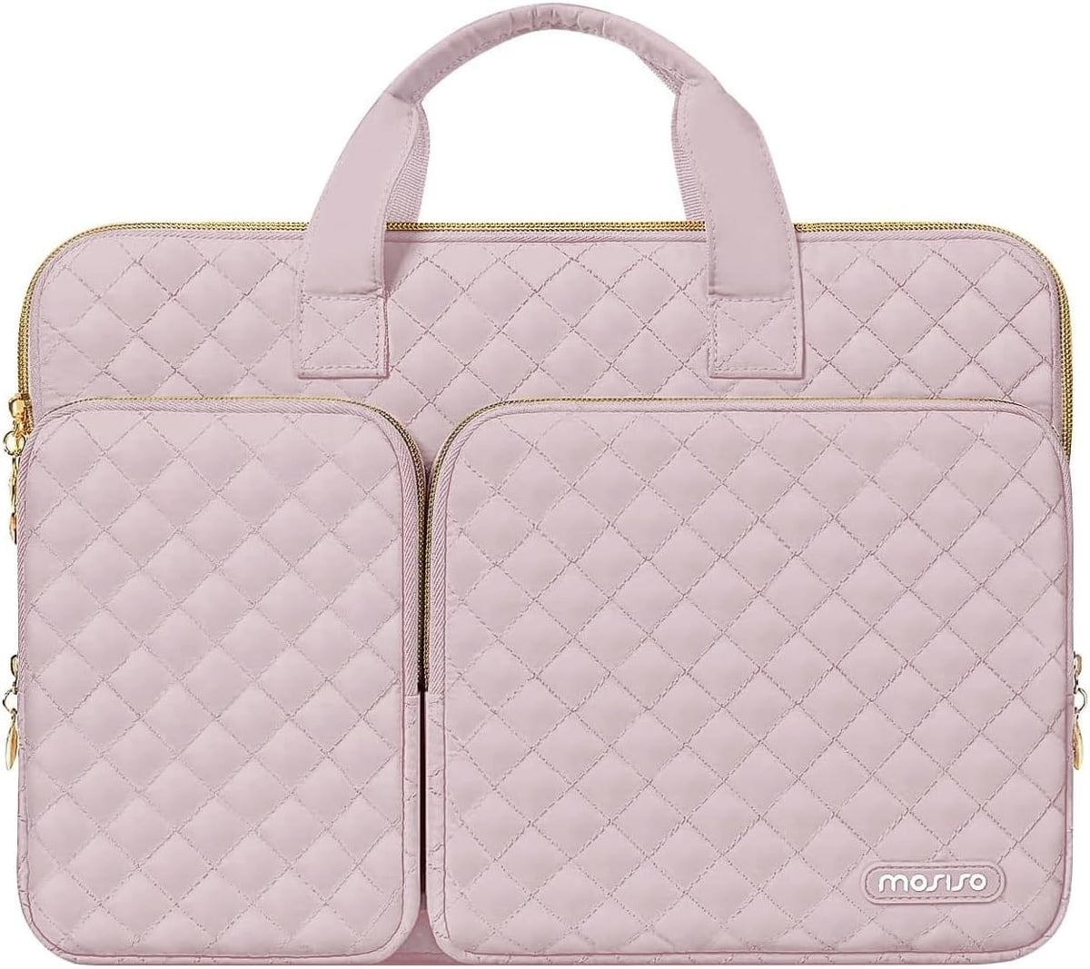 MOSISO 360 Protective Square Quilted Laptop Sleeve with 2 Pockets, Handle & Belt, Fits 13–16 Inch MacBook M1-M5 HP Acer Dell Lenovo Notebook