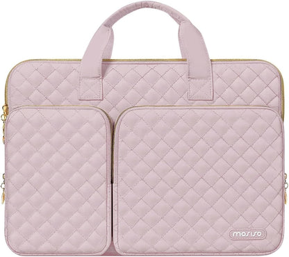 MOSISO 360 Protective Square Quilted Laptop Sleeve with 2 Pockets, Handle & Belt, Fits 13–16 Inch MacBook M1-M5 HP Acer Dell Lenovo Notebook