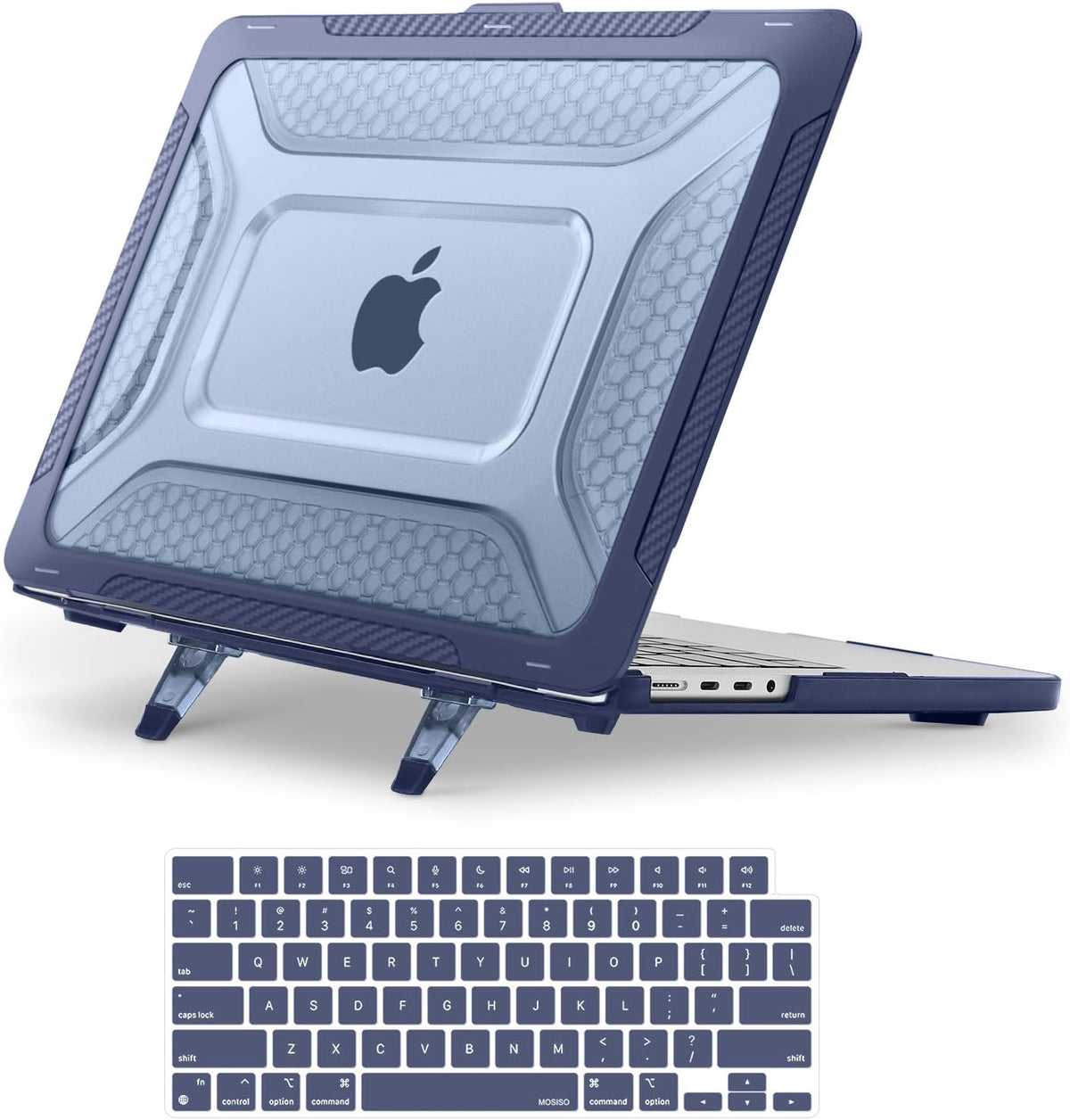 MOSISO Compatible with MacBook Pro 14 inch Case 2021-2026 M5-M1, Honeycomb TPU Bumper Hard Case with Fold Kickstand & Keyboard Skin