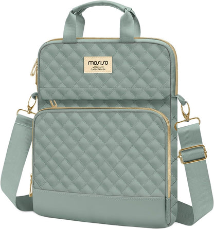 MOSISO Diamond‑Quilted Crossbody Tablet Bag,11‑Inch &12.9‑13‑Inch, Dual‑Front‑Pockets with Detachable Shoulder‑Strap